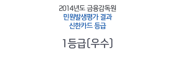 2014년도 금융감독원 민원발생평가 결과 신한카드 등급 - 1등급(우수)