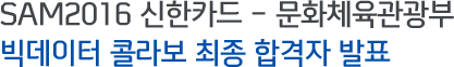SAM2016 신한카드 - 문화체육관광부 빅데이터 콜라보 최종합격자 발표