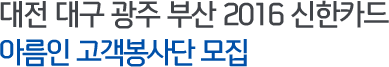 대전 대구 광주 부산 2016 신한카드 아름인 고객봉사단 모집