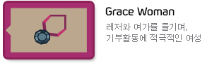 Grace Woman : 레저와 여가를 즐기며, 기부활동에 적극적인 여성