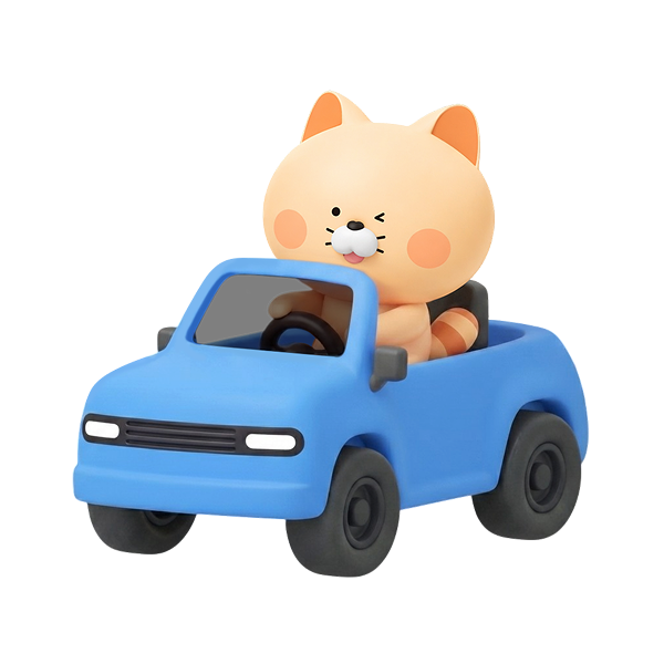 파란자동차 탄 플리