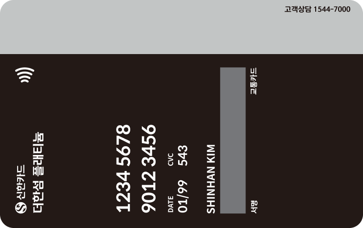 더한섬 신한카드 플래티늄 뒷면