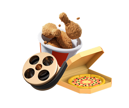 치킨, 피자, 영화관 쿠폰 일러스트
