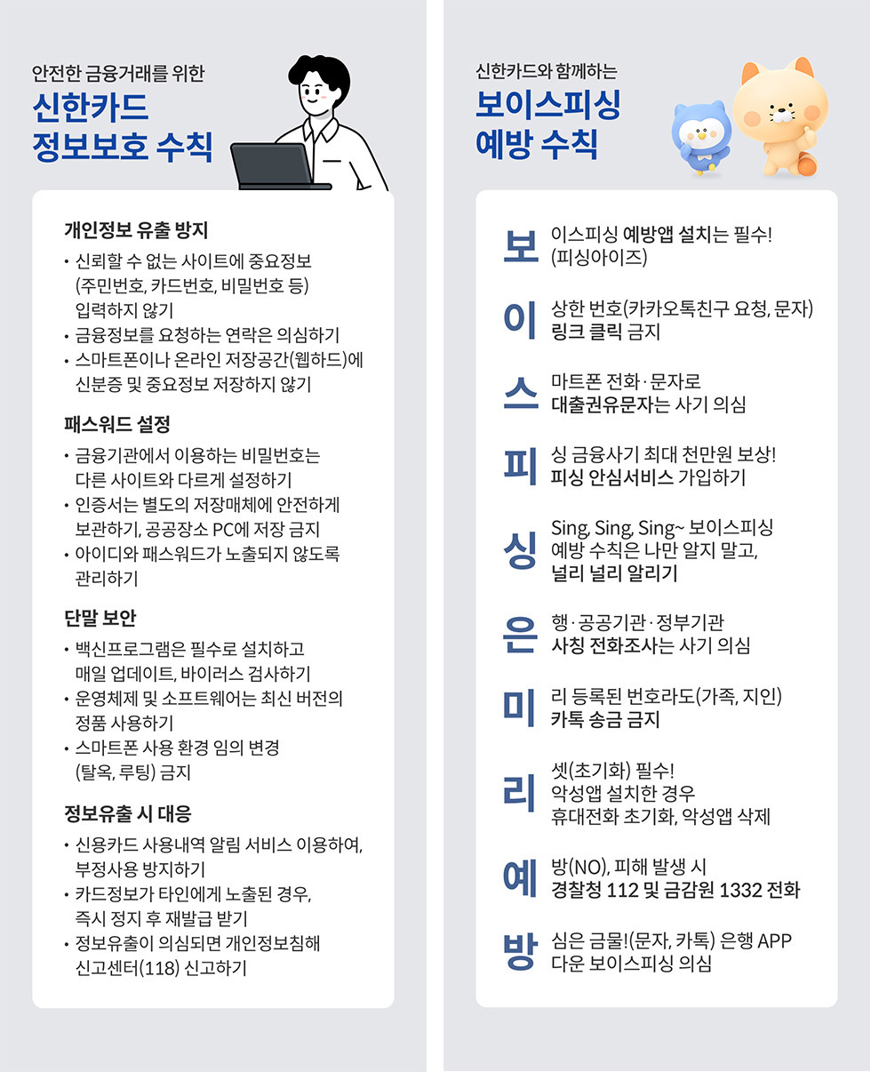 안전한 금융거래를 위한 신한카드 정보보호 수칙, 신한카드와 함께하는 보이스피싱 예방 수칙