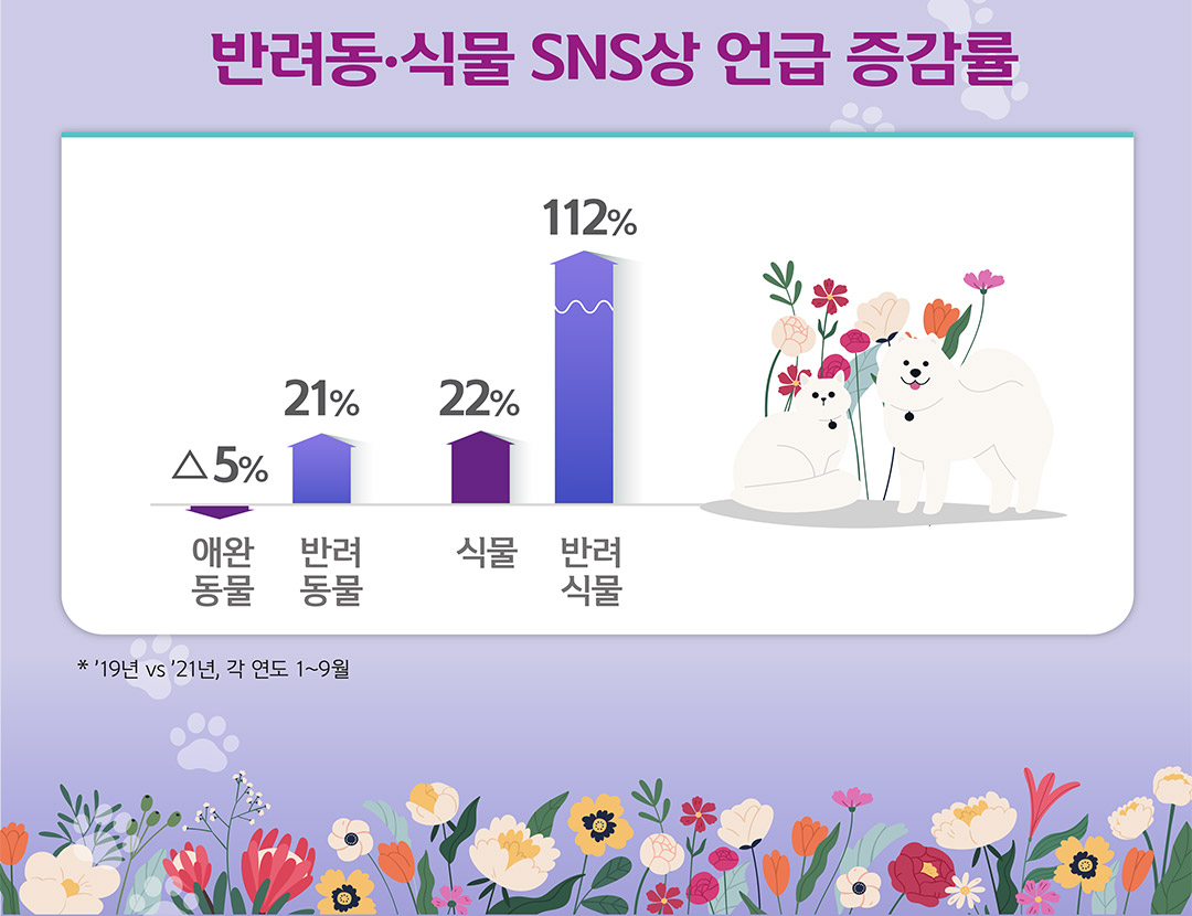 반려동·식물 SNS상 언급 증감률