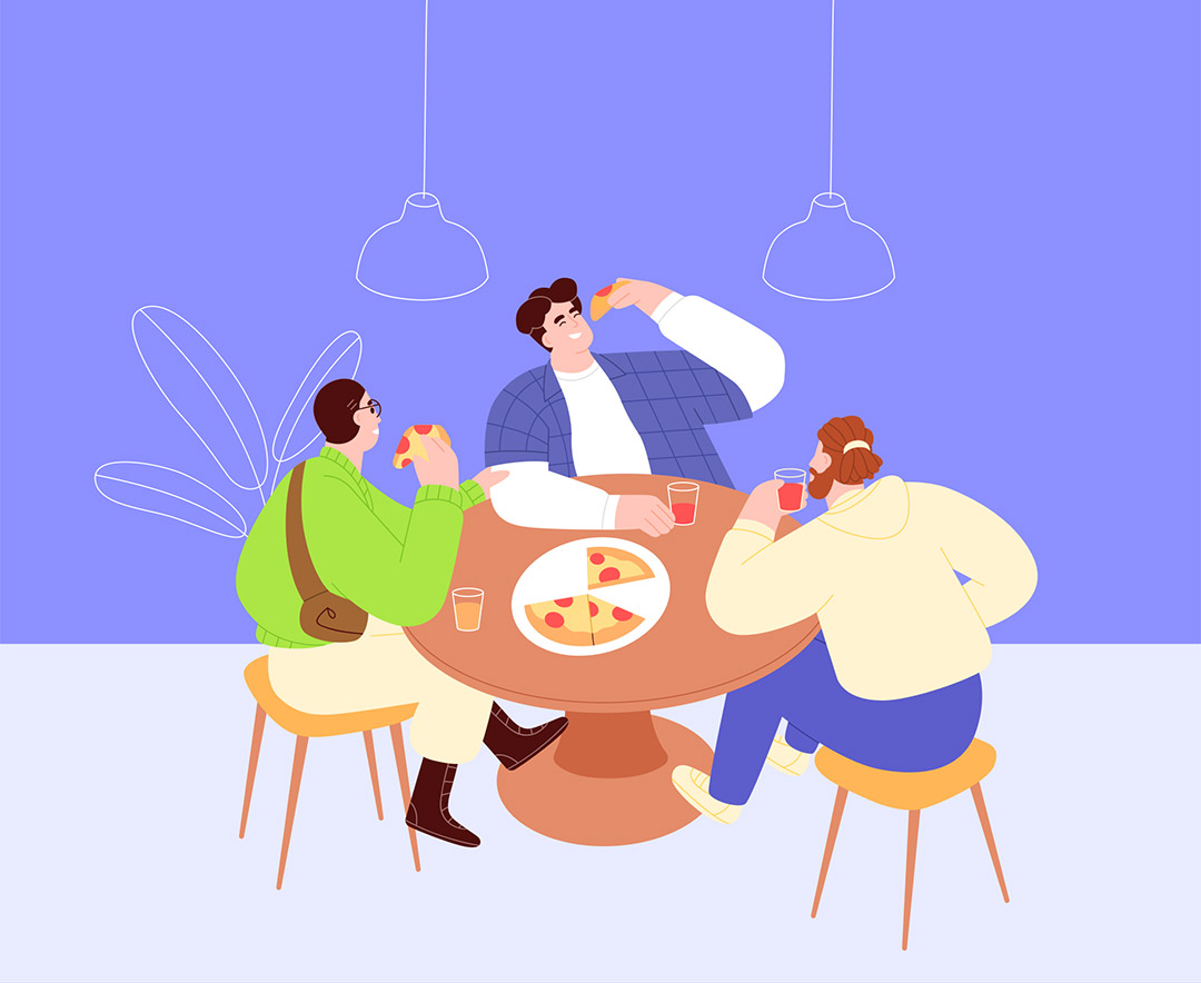 같이 식사를 하고 있는 모습